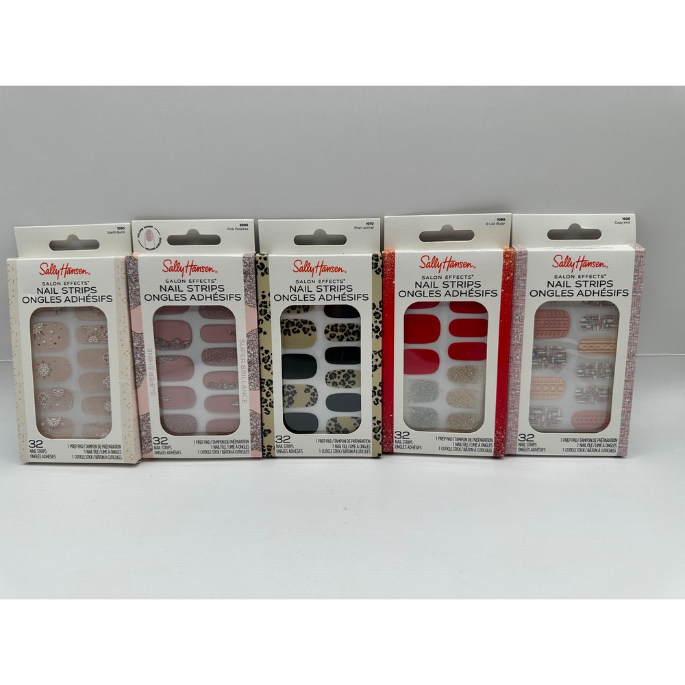 Sally Hansen Salon Effects Nail Polish Strips‎ Lot of 5 Nail Art Stickers